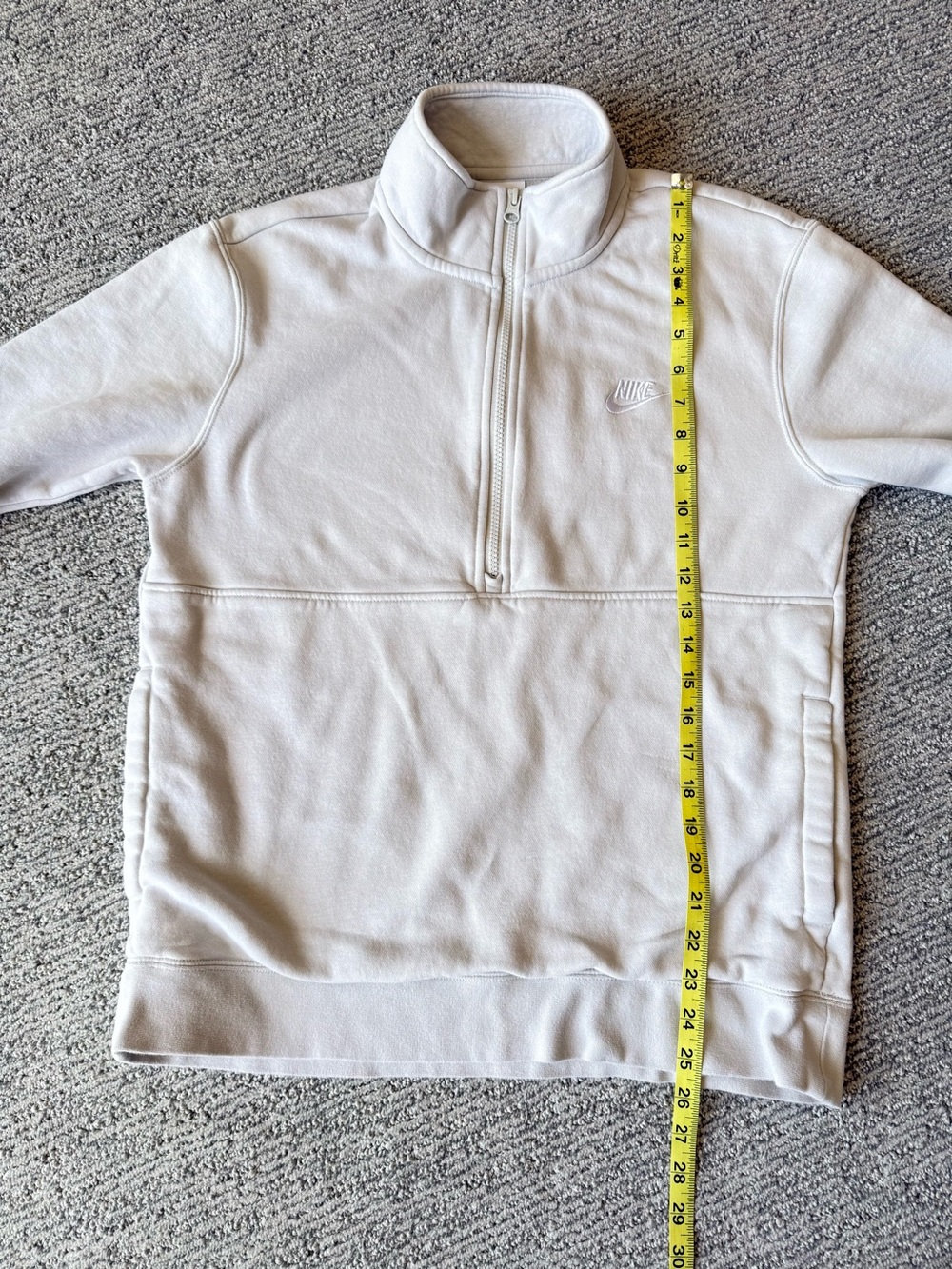 Nike Beige Quarter-Zip Pullover Sweatshirt with Pockets Size Medium - Picture 8 of 8